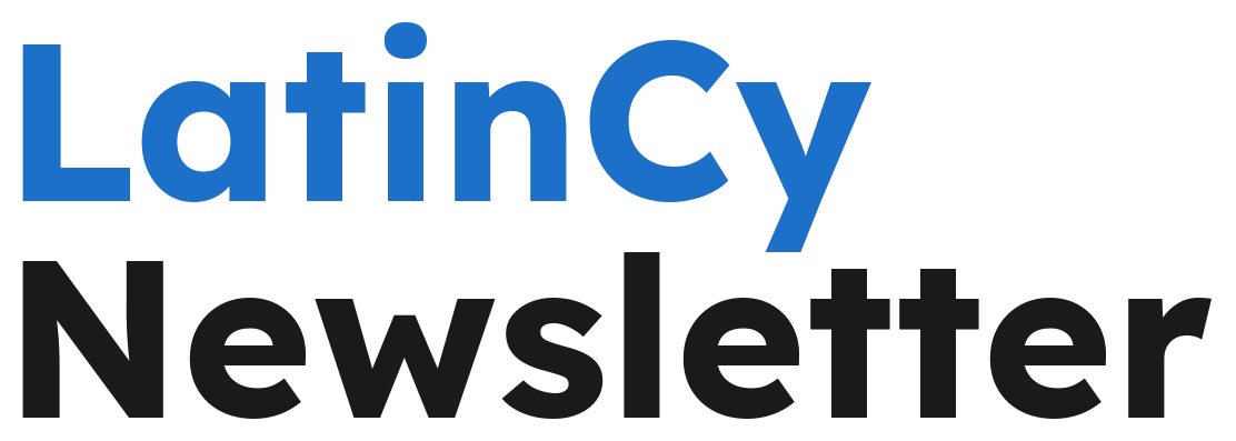 LatinCy Newsletter logo in the black and blue brand color scheme
